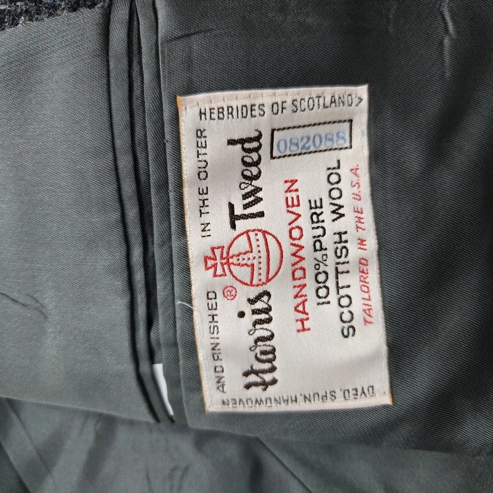 Patrick James Harris Tweed Blazer Mens‎ 44R Gray Wool Scottish Vintage Style USA